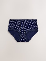 Navy Stripe Midi Cotton and Lace Knickers 4 Pack - Image 6 of 11