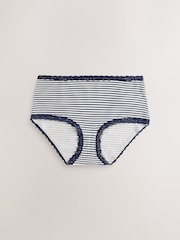 Navy Stripe Midi Cotton and Lace Knickers 4 Pack - Image 7 of 11