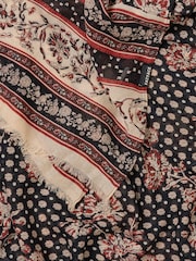 FatFace Black Linear Floral Lightweight Scarf - Image 2 of 3