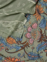FatFace Green Paisley Floral Lightweight Scarf - Image 2 of 3