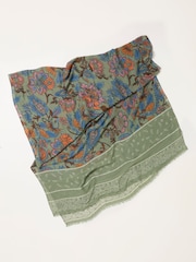 FatFace Green Paisley Floral Lightweight Scarf - Image 3 of 3