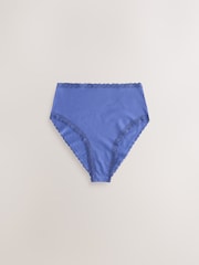 Navy Stripe High Waist High Leg Cotton and Lace Knickers 4 Pack - Image 7 of 11