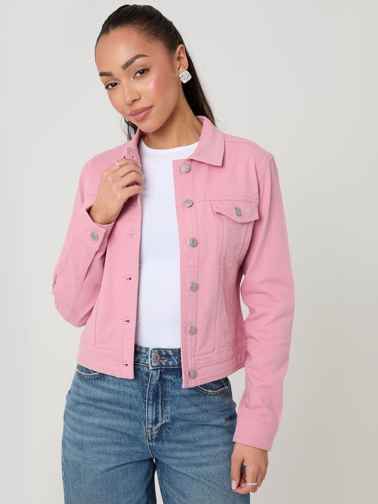Threadbare Pink Classic Denim Jacket - Image 2 of 5 Threadbare Pink Classic Denim Jacket - Image 2 of 5