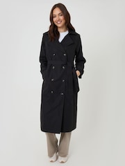 Threadbare Black Double Breasted Longline Trench Coat - Image 3 of 4