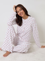 Threadbare Valentines Cherry Print Lettuce Hem Pyjamas Set - תמונה 1 מתוך 5