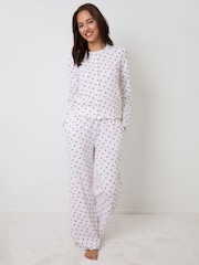 Threadbare Valentines Cherry Print Lettuce Hem Pyjamas Set - תמונה 2 מתוך 5