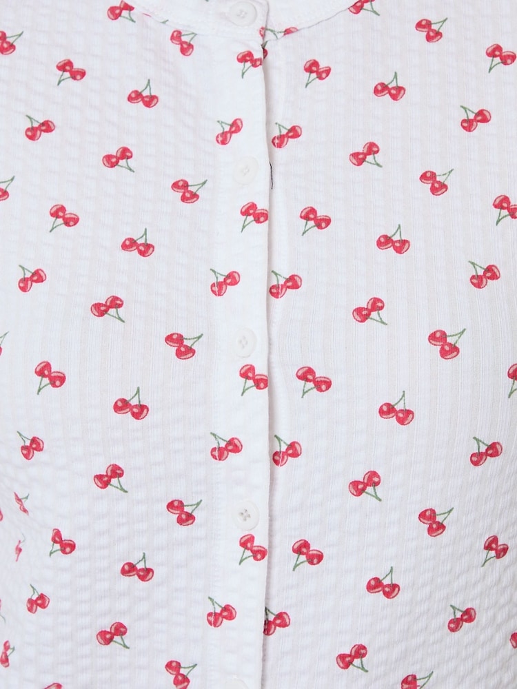 Threadbare Valentines Cherry Print Lettuce Hem Pyjamas Set - תמונה 5 מתוך 5