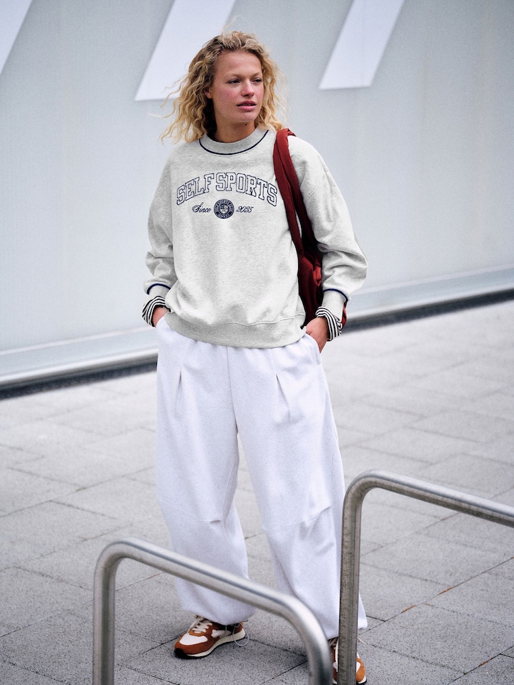self. Grey Slogan Crew Neck Sweatshirt - Image 1 of 5