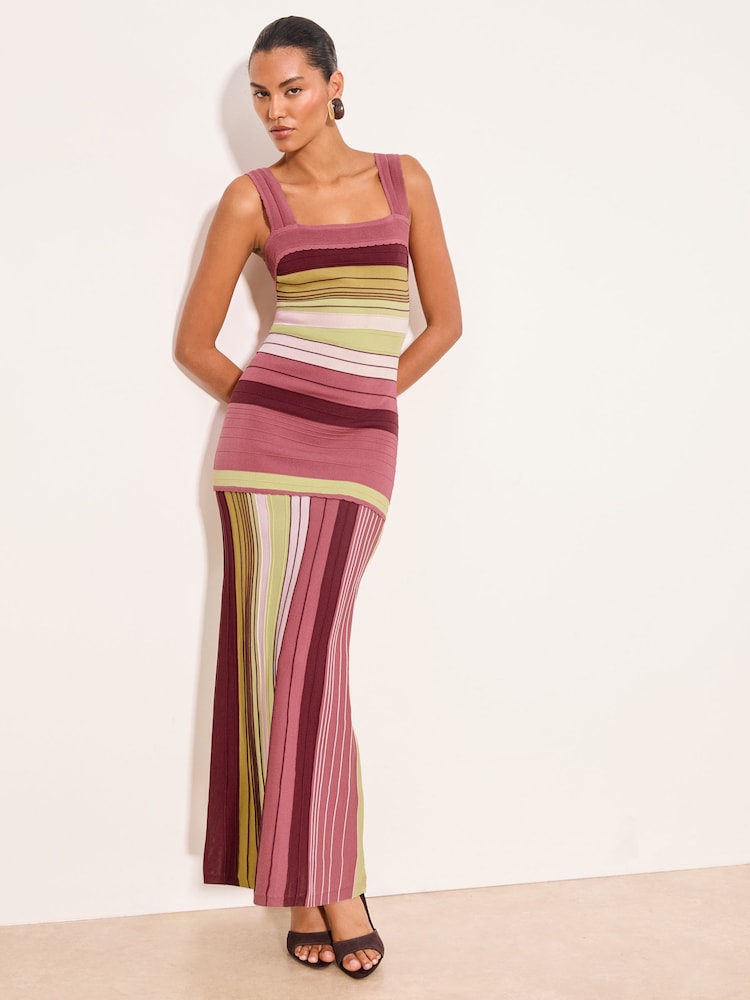 Lipsy Stripe Maxi Knitted Dress - Imagen 1 de 5