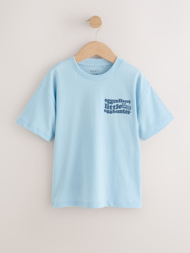 Blue Short Sleeve Easter Graphic T-Shirt (3mths-7yrs) - Image 1 of 4