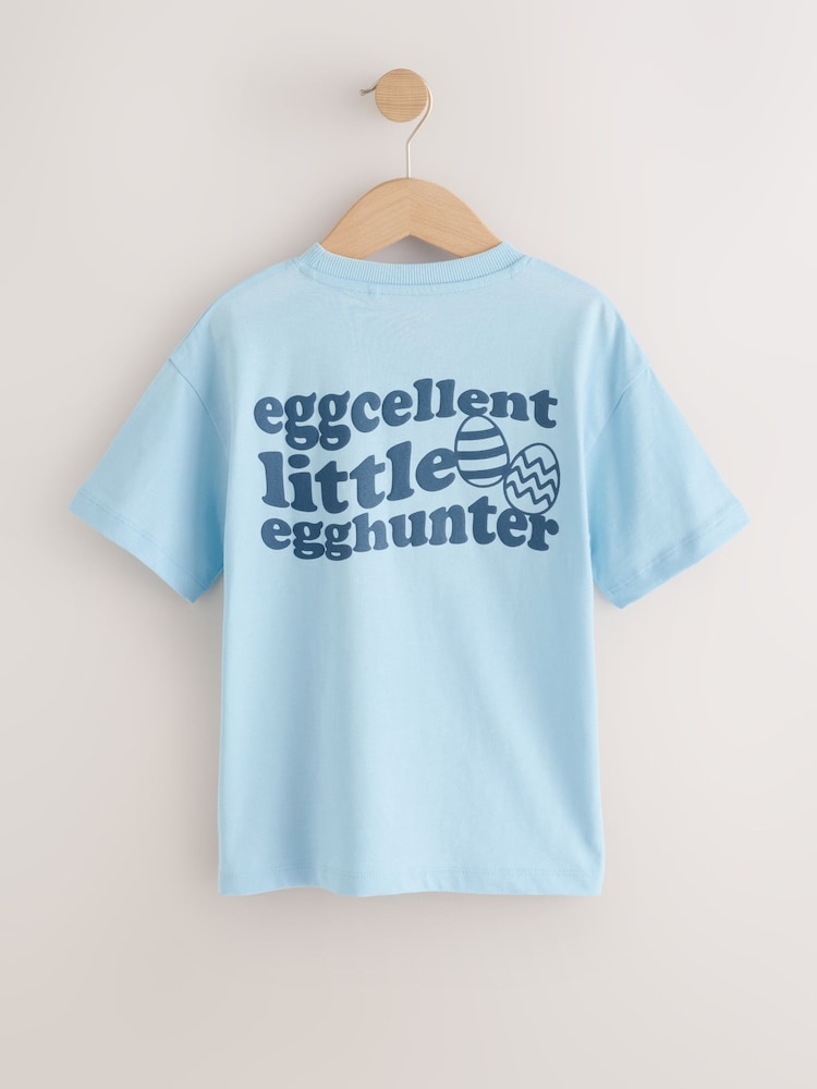 Blue Short Sleeve Easter Graphic T-Shirt (3mths-7yrs) - Image 2 of 4