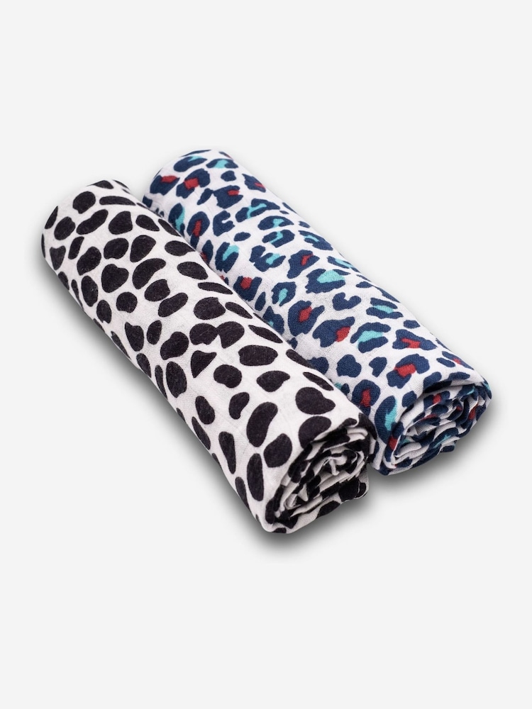 Etta Loves 2 Pack Black Leopard Print Sensory Muslin Squares - Image 2 of 5