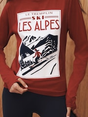 Red Active Cotton Ski Graphic Long Sleeve T-Shirt - Image 5 of 5