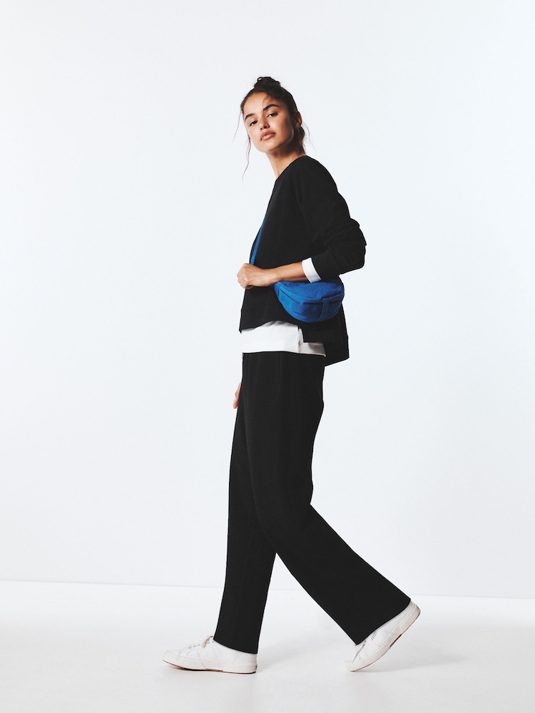 Czarny - Barrel Leg Active Tracksuit Bottoms with Wool - Obraz 1 z 5 Czarny - Barrel Leg Active Tracksuit Bottoms with Wool - Obraz 1 z 5
