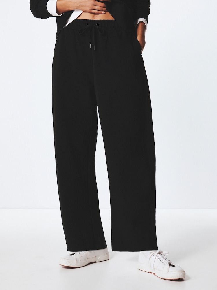 Czarny - Barrel Leg Active Tracksuit Bottoms with Wool - Obraz 2 z 5 Czarny - Barrel Leg Active Tracksuit Bottoms with Wool - Obraz 2 z 5