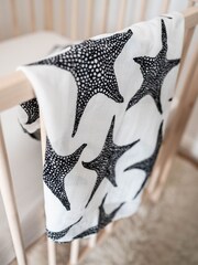 Etta Loves Black White Starfish Sensory Muslin Extra Large - Image 3 of 5