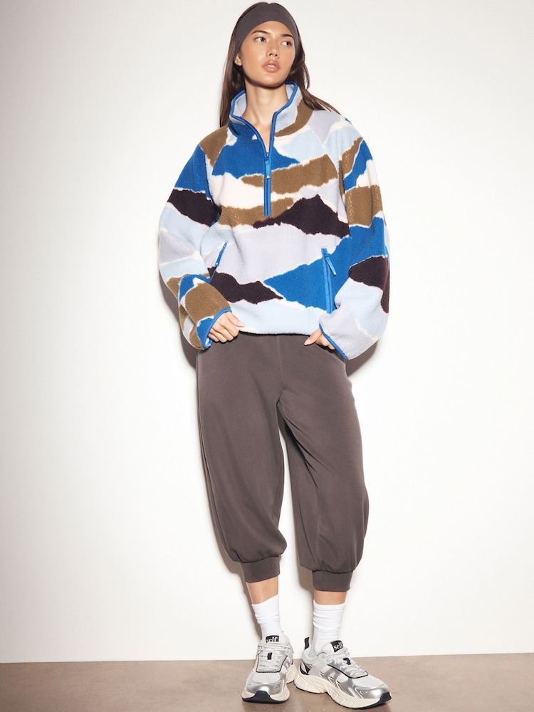 Blue Mountain Print Active Borg Zip Neck Fleece - Image 2 of 7 Blue Mountain Print Active Borg Zip Neck Fleece - Image 2 of 7