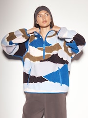 Blue Mountain Print Active Borg Zip Neck Fleece - Image 3 of 7