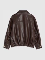 River Island Brown Faux Leather Bomber Jacket - Image 3 of 4