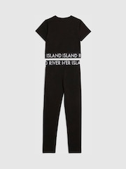 River Island Black Logo Stripe Top & Leggings Set - Image 2 of 4