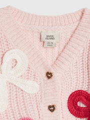 River Island Pink Knitted Bow Cardigan & Legging Set - Image 4 of 5