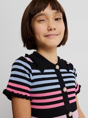 River Island Black Stripe Button Polo Dress - Image 2 of 6