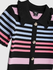 River Island Black Stripe Button Polo Dress - Image 5 of 6
