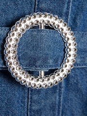 River Island Blue Denim Embellished Prom Dress - Image 3 of 4