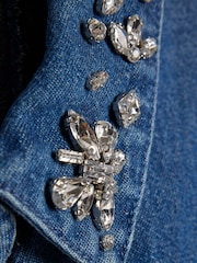 River Island Blue Denim Embellished Prom Dress - Image 4 of 4