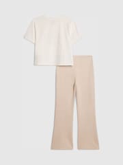 River Island White Los Angeles T-Shirt & Suedette Kickflare Set - Image 2 of 5