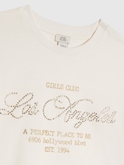 River Island White Los Angeles T-Shirt & Suedette Kickflare Set - Image 4 of 5