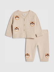 River Island Brown Tiger Cable Cardigan Set - Image 1 of 5