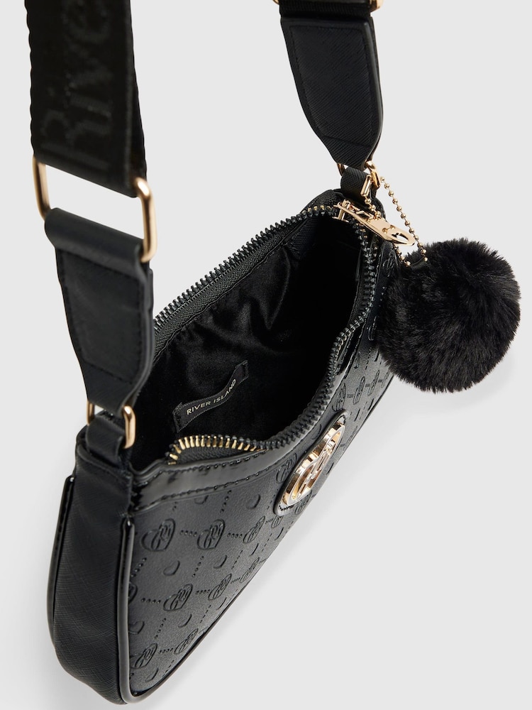River Island Black Heart Monogram Cross-Body Bag - Image 2 of 5