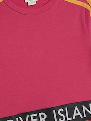 River Island Pink Logo Stripe T-Shirt & Leggings Set - Image 3 of 4