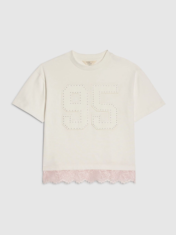 River Island White Number Lace T-Shirt - Image 1 of 4