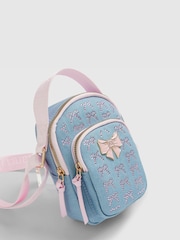 River Island Blue Denim Diamante Bow Festival Bag - Image 5 of 5