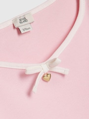 River Island Older Ribbed Sweetheart Bow T-Shirt - Image 3 of 4