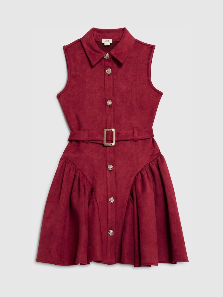 River Island Red Suedette Sleeveless Prom Dress - Image 1 of 4