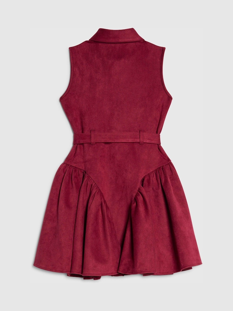 River Island Red Suedette Sleeveless Prom Dress - Image 2 of 4