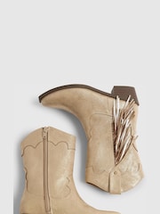 River Island Gold Metallic Western Tassle Boots - Image 4 of 5