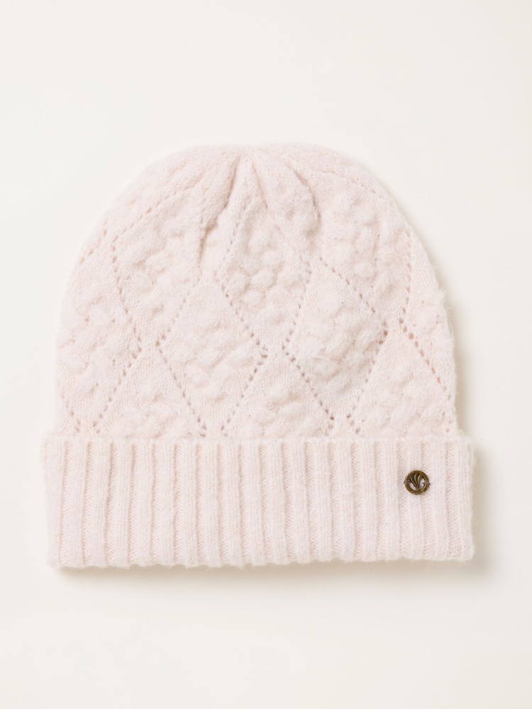 FatFace Ivory Pointelle Beanie - Image 1 of 3