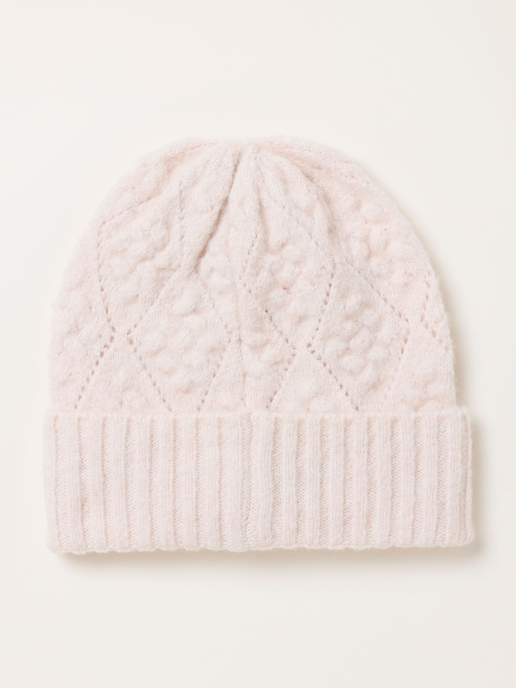 FatFace Ivory Pointelle Beanie - Image 2 of 3