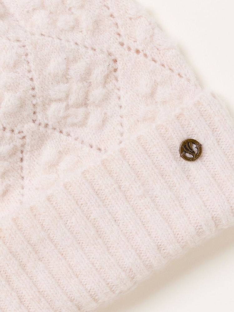 FatFace Ivory Pointelle Beanie - Image 3 of 3