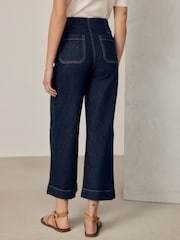 Indigo Blue Patch Pocket Cropped Wide Leg Jeans - Image 4 of 8