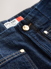 Indigo Blue Patch Pocket Cropped Wide Leg Jeans - Image 8 of 8