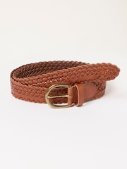 FatFace Tan Brown Woven Leather Belt - Image 1 of 3