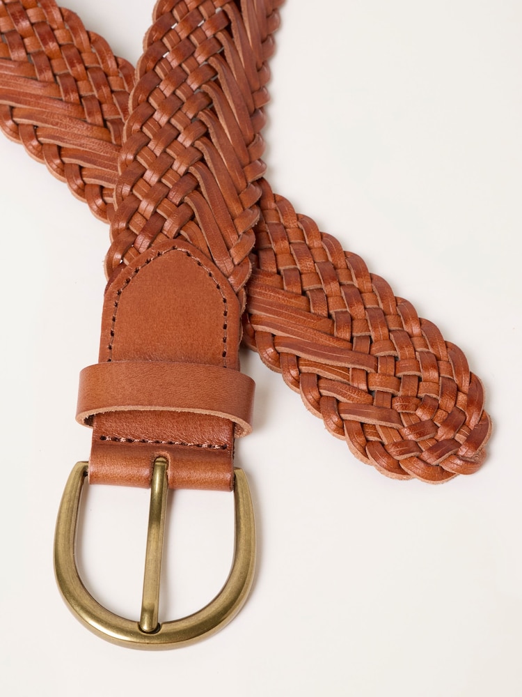 FatFace Tan Brown Woven Leather Belt - Image 3 of 3