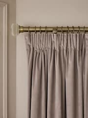 Natural Mink Matte Velvet Super Thermal Pencil Pleat Curtains - Image 1 of 7