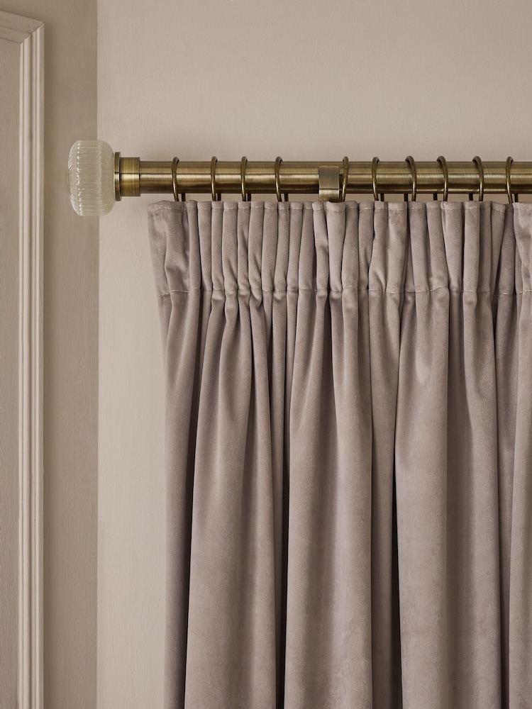 Natural Mink Matte Velvet Super Thermal Pencil Pleat Curtains - Image 1 of 7