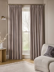 Natural Mink Matte Velvet Super Thermal Pencil Pleat Curtains - Image 2 of 7
